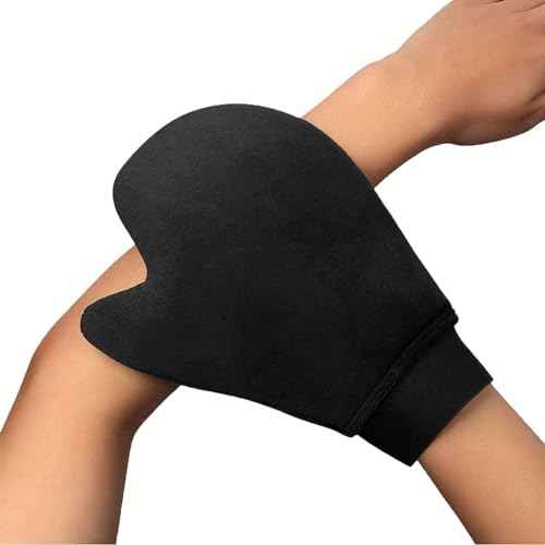 VNITT 2 IN 1 Self Tanning Mitt Applicator Kit Set - Self Tan Mitt, Glove and Brush for Face and Body, Hands, Legs (Black)