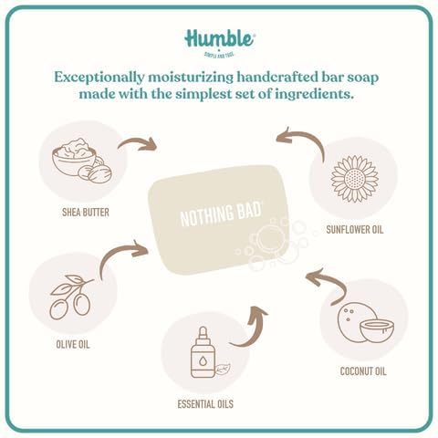 HUMBLE BRANDS Handcrafted Bar Soap, Organic Cold Processed Soap Bars, Moisturizing Face & Body Cleanser - Herbal & Fresh Variety Pack - 3 pack