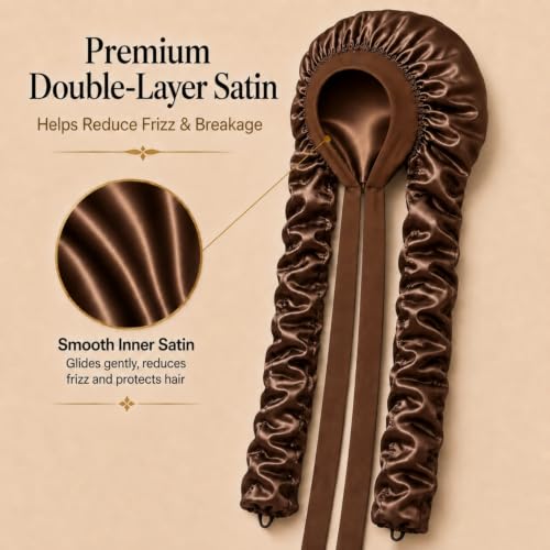 Double Layer Satin Bonnet for Long Hair - Heatless Curl Cap