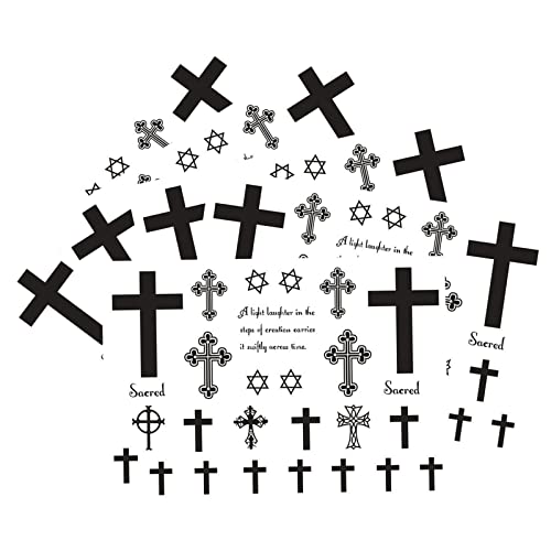 Black Cross Waterproof Temporary Tattoo Men and Women Scars Painted Small Cross Tattoos Sticker 5 Sheets 10x17CM