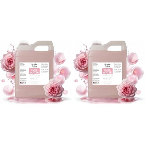 Rose Water Facial Toner - 32oz Bulk Alcohol-Free Vegan All Natural Refreshing for Face and Hair - Uplifts, Calming & Soothing for All Skin Types (Pack of 2)