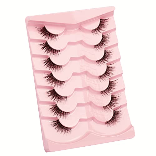 Half Lashes Cat Eye 3D Fluffy Wispy Clear Band - 7 Pairs