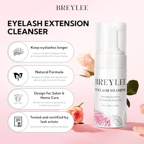 BREYLEE Lash Shampoo Kit - 100ml Eyelash Extension Cleaner Set