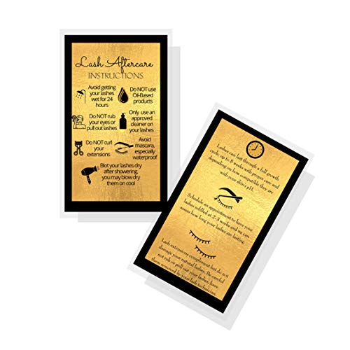Lash Extension Aftercare Cards 50 Pack - Black & Gold