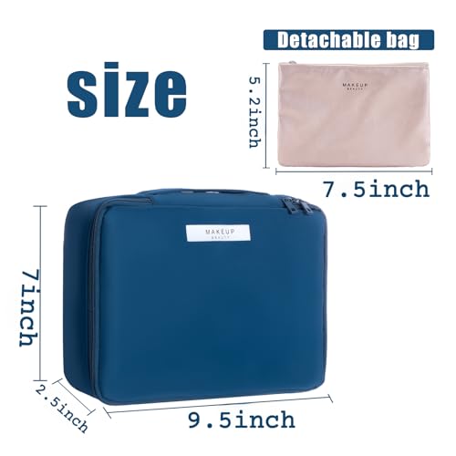 Queboom Waterproof Travel Makeup Bag with Large Capacity