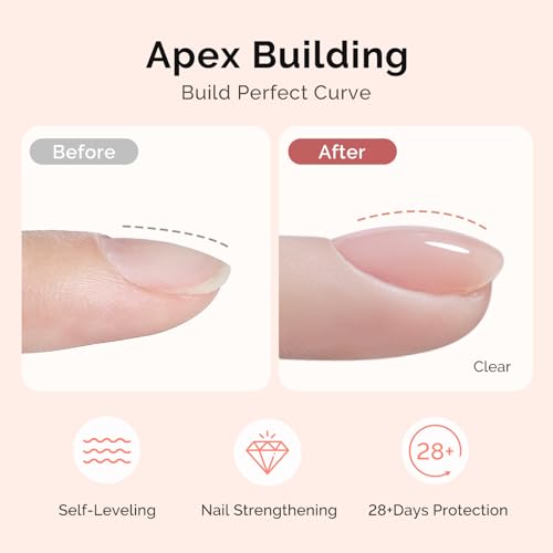MelodySusie 3-Piece Gel Nail Kit - Builder Gel, Base & No-Wipe Top Coat (15ml)