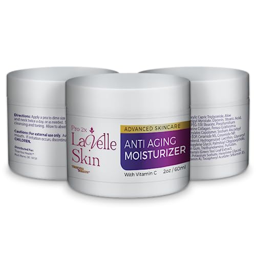 Pro 2x LaVelle Skin Moisturizer - Anti Aging Moisturizer for Face - 2 Month Supply - Promote Younger Looking Hydrated Skin - Contains Vitamins, Ceramides, & Collagen - Help Reduce Wrinkles Appearance