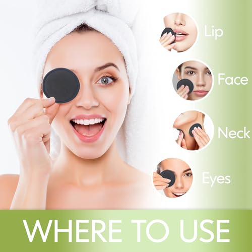 Soft Bamboo Charcoal Reusable Makeup Remover Pads – 20 Pack