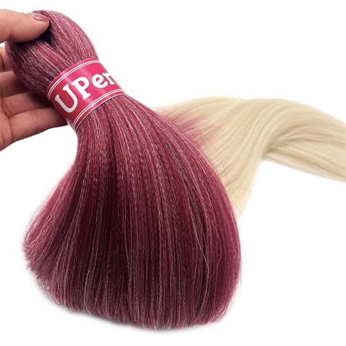 UPerfe Ombre Braiding Hair Extensions for Braids 99J to Blonde Kanekalon Braiding Hair Pre Stretched Prestretched Braiding Hair Kids Knotless Jumbo Colored Braiding Hair Ombre 26 inch 6 Bundles