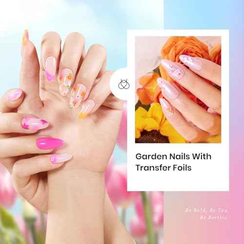 beetles Gel Polish Kit - 36 colors Pastel Christmas Polish Blue Green Glitter Nail Polish with Nail Art Foil Glue Base Coat Glossy Top Coat Impressionist Garden Soak off Uv Gel Manicure Kit Gifts