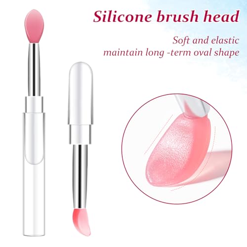 10Pcs Silicone Lip Brushes with Caps - Lipstick Applicator Tool