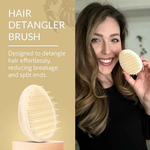 Travel Hairbrush - Mini Hair Detangler for Women Teens Kids - Sensory Scalp Massager - Small Portable Comb - Thick, Curly, Straight, Wet, Dry - Compact Detangler - Purse Essentials