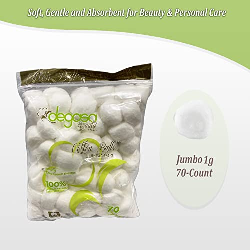 Jumbo 100% Natural Cotton Balls for Skincare & Makeup Removal (70 Count)
