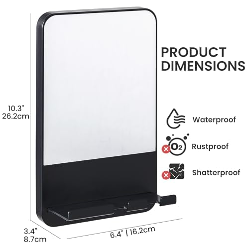 TAILI Fogless Shower Mirror with Razor Holder - Anti-Fog, Rust-Proof