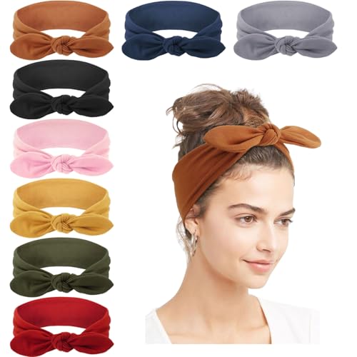 AQOKKA Elastic Headbands for Women - 8 Pack Cotton Sports