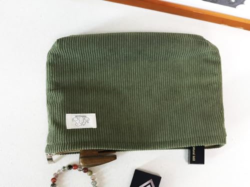 Corduroy Makeup Bag with Compartment, 8.5" Cosmetic Organizer