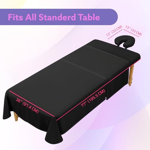 XOLLOZ Black Massage Table Sheets Set - 4-Piece Microfiber 36x77 in