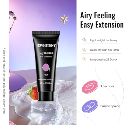 JEWHITENY 14-Color Poly Gel Nail Extension Kit with 48W UV Lamp