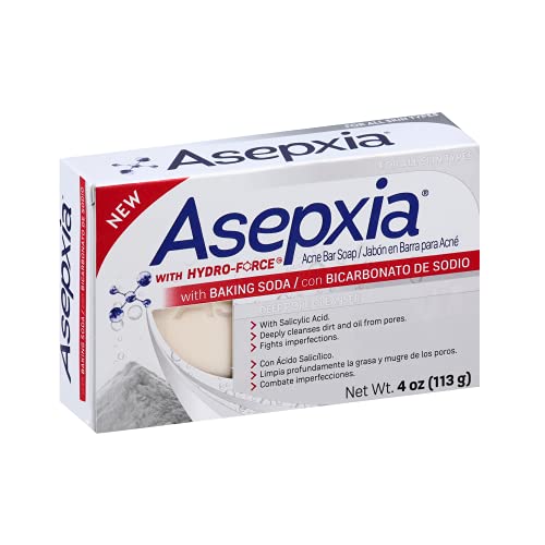 Asepxia Cleansing Bar Baking Soda, Multipack: Deep Skin Cleansing, Acne Fighting with 2% Salicylic Acid, Removes Oil and Dirt, Prevents Imperfections, Suitable for All Skin Types - 4 Oz, 5 Count