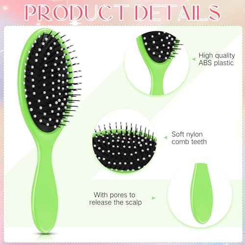 Suclain 30 Pieces Wet Hair Brushes for Women Travel Detangling Brush Soft Bristles with Cushion Base Drying Detangler Small Hair Brushes for Women, 10 Colors