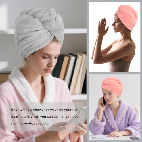 Microfiber Hair Drying Towel Wrap 2-Pack Gray & Pink