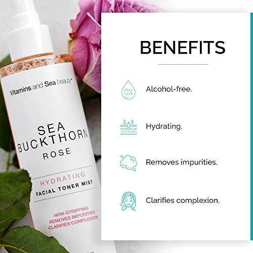 VITAMINS AND SEA BEAUTY Hydrating Facial Toner Mist with Sea Buckthorn + Rose, 8 fl oz