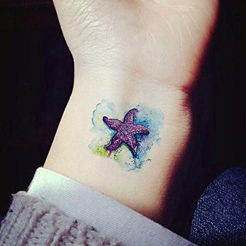 6 Pieces Small Cute Dream Blue Sea Marine Octopus Jellyfish Starfish Whale Drift Bottle Temporary Tattoo