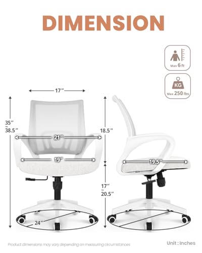 NEO CHAIR Computer Desk Chair Gaming - Ergonomic Mid Back Cushion Lumbar Support with Wheels Comfortable Mesh Racing Seat Adjustable Swivel Rolling Home Executive (Ivory)