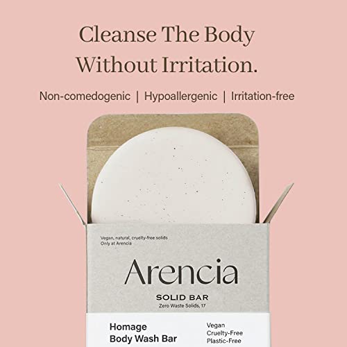 ARENCIA Homage Natual Body Soap Bar for Softer Skin ? Jojoba Oil, Castor Oil for Soothing, Hydrating, Body and Facial Cleanser, Plastic-Free, Eco-friendly, Vegan, Sustainable