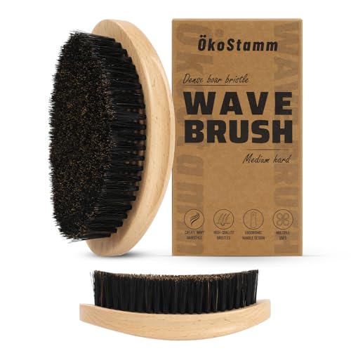 Curved Wooden 360 Wave Brush for Men with Boar Bristles