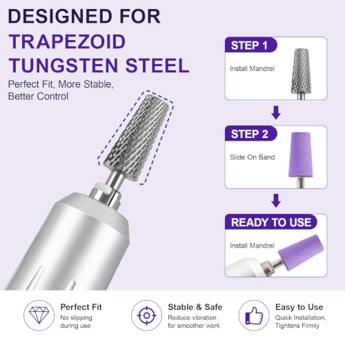 Conical Sanding Bands for Nail Drill – 6Pcs 150 Grit with Mandrel Bit