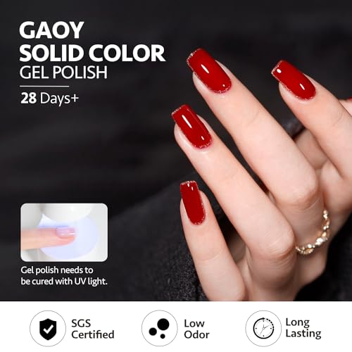 GAOY Burgundy Red Gel Nail Polish Set - 6 Long-Lasting UV Colors for Nail Art