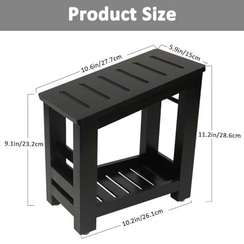Bamboo Shower Foot Rest Stool with Storage & Non-Slip