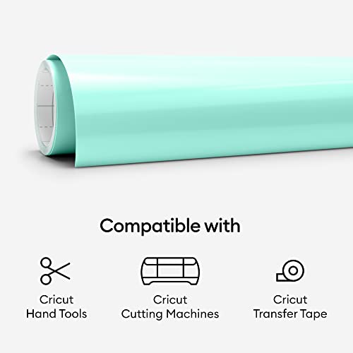 Cricut Premium Permanent Vinyl (12" x 48"), Strong Adhesive Lasts for 3 Years, UV & Water-Resistant, Perfect for Indoor-Outdoor DIY Projects, Compatible with Cricut Machines, Mint