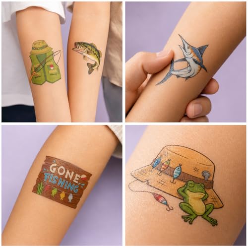 96 PCS Gone Fishing Temporary Tattoos for Kids