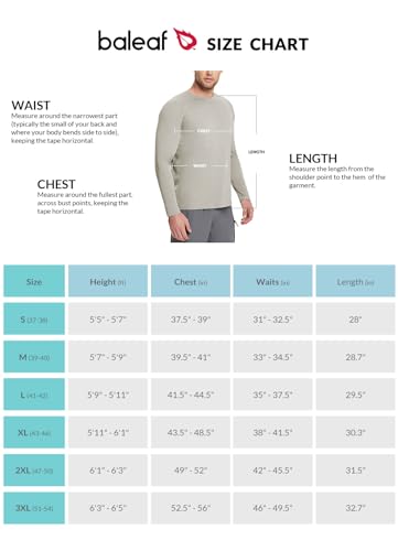 BALEAF Men's Long Sleeve Running Shirts Workout Tops Quick Dry SPF Rash Guard Lightweight Hiking Sun Protection t Shirt Khaki S