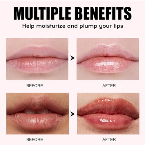 4-Color Hydrating Lip Oil Set with Large Brush – Shiny & Non-Sticky