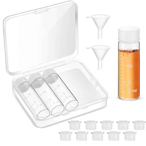 Baderke 4 Pcs Liquid Medicine Travel Container Scale Glass Liquid Containers Small Single Dose Medicine Bottles Dispenser and Leak-proof Plug Travel Essentials Accessories(Clear,15ml)