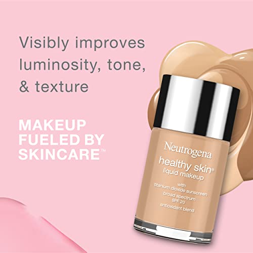 Neutrogena Healthy Skin Liquid Makeup Foundation, Broad Spectrum SPF 20 Sunscreen, Lightweight & Flawless Coverage Foundation with Antioxidant Vitamin E & Feverfew, 40 Nude, 1 fl. oz