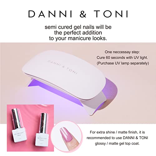 DANNI & TONI Semi Cured Gel Toenail Strips (Miss Fairy) Fushcia Gel Toenail Stickers Solid Color Glaze Toenail Wraps 37 Stickers