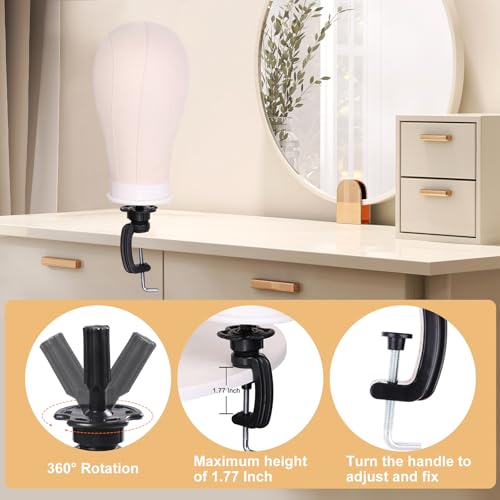 22 Inch Canvas Wig Head with Adjustable Tripod Stand