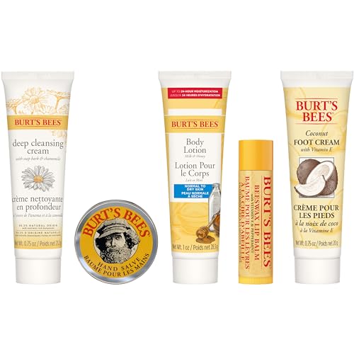 Burt's Bees Gifts Ideas - Essential Everyday Beauty Set, 5 Travel Size Products - Deep Cleansing Cream, Hand Salve, Body Lotion, Foot Cream and Lip Balm