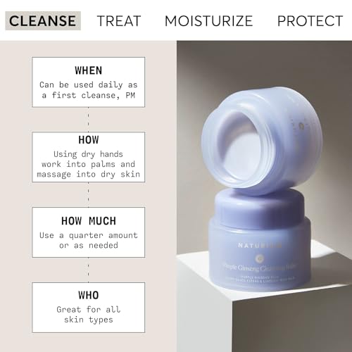 Naturium Purple Ginseng Cleansing Balm 3 oz - Plant-Based Face Wash, Vegan & Cruelty-Free