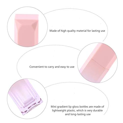 10Pcs 5ml Gradient Pink Empty Lip Gloss Tubes Plastic Mini Refillable Lip Balm Lipstick Bottle Lip Glaze Tube with Wand Travel Pipe Vials DIY Beauty Makeup Cosmetic Container Jar Pot Lip Oil