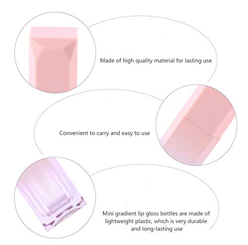10Pcs 5ml Gradient Pink Lip Gloss Tubes with Wand Refillable