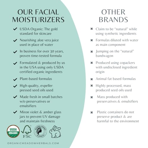Organic Meadow Herbals Love Your Face Cream Ultra-Rich Formula (2oz) - USDA Certified Organic. Deep Penetrating, Rich Moisturizer & Skin Repair Cream. Woman-owned & Operated Since 1994.