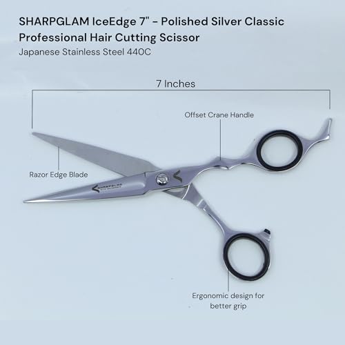 Professional 7" Hair Cutting Scissors - Japanese 440C Stainless Steel