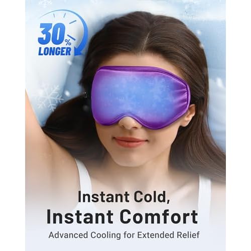 Cooling Eye Mask for Puffy Eyes: Fsa Eligible Items Hsa, Ice Eye Pack for Magraine After Surgery Relief - Reuable Cold Compress for Headache Puffiness - Comfortable Perfect Fit Gel Sleep Mask