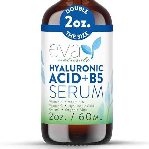 Eva Naturals Hyaluronic Acid + B5 Serum for Face ? Ultra Hydrating Vitamin C & B5 Facial Serum for Deep Moisturizing, Wrinkle & Dark Spot Treatment, Skin Firming & Renewal