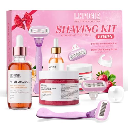 Women's 2-in-1 Pre-Shave Scrub & Shaving Cream Kit with Razor & Aftercare